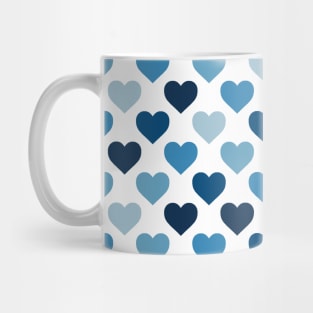 Blue White Hearts Back To School Pattern Mug